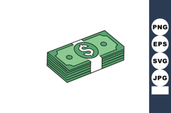 Stack of green dollar bills with white band simple vector il Product Image 1