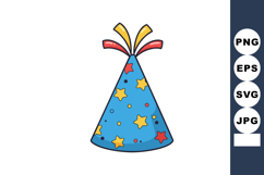 Party hat with colorful star decorations and festive ribbons Product Image 1