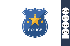 Police badge vector with golden star emblem and blue shield Product Image 1