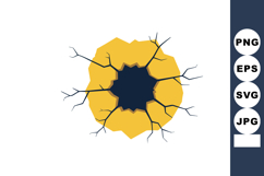 Cracked ground vector illustration with dark center and yell Product Image 1