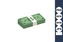 Stack of green dollar bills with white band isolated on whit Product Image 1