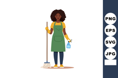 Woman holding mop and spray bottle cleaning house chores and Product Image 1