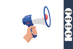 Hand holding megaphone loudspeaker announcement communicatio Product Image 1