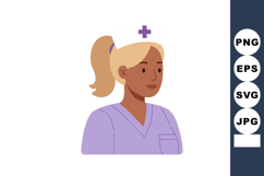 Nurse wearing purple uniform and medical cross symbol health Product Image 1