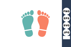 Baby feet vector icon with blue and orange colors simple fla Product Image 1