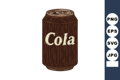 Cola drink can illustration in brown color with vintage styl Product Image 1