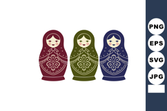 Russian nesting dolls vector colorful matryoshka set traditi Product Image 1