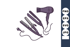 Hair styling tools set including hairdryer and various strai Product Image 1