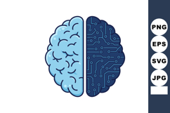 Brain split into human and digital circuit parts symbolizing Product Image 1