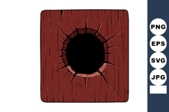 Wooden plank with cracked hole in center showing dark empty Product Image 1