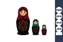 Russian nesting dolls matryoshka set with floral patterns an Product Image 1