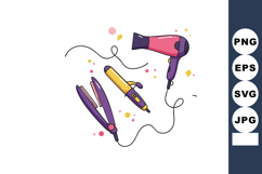 Hair styling tools hairdryer flat iron curling iron vector i Product Image 1