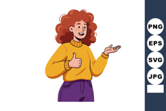 Redhead woman wearing yellow sweater giving thumbs up gestur Product Image 1