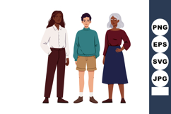 Diverse group of three casual people standing together with Product Image 1
