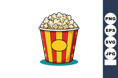 Popcorn bucket with red and yellow stripes filled with fresh Product Image 1