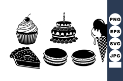 Black Silhouette Dessert Vector Set Icons Product Image 1