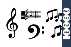 Musical Notes and Clefs Vector Illustration Set Product Image 1
