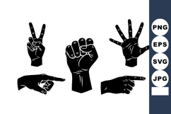 Silhouette Black Hands Showing Different Gestures Product Image 1