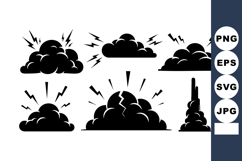 Black Silhouette Thunderstorm Clouds Vector Illustration Product Image 1