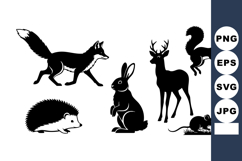 Forest Animal Silhouettes Fox Rabbit Deer Squirrel Product Image 1