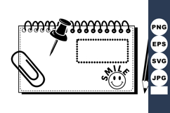 Black White Vector Notebook Paper Pencil Clip Product Image 1