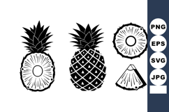 Black and White Pineapple Silhouette Vector Product Image 1