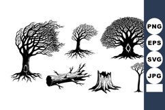 Silhouettes of Various Trees and Tree Elements Vector Illust Product Image 1