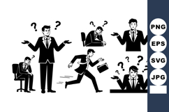 Businessman Confused Thoughtful Vector Poses Illustration Product Image 1