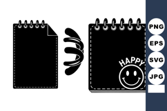 Spiral Notebook Paper Pages Happy Face Emblem Vector Illustr Product Image 1