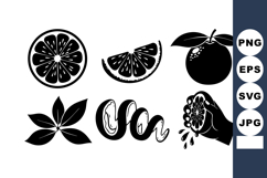 Black Silhouette Citrus Fruit Slices Vector Illustration Product Image 1