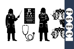 Medical Eye Exam Silhouettes Doctor Tools Vision Chart Product Image 1
