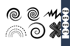 Abstract Black Swirl Zigzag Vector Shapes Set Product Image 1
