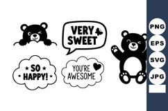 Cute Black Bear Cartoon With Positive Messages Product Image 1