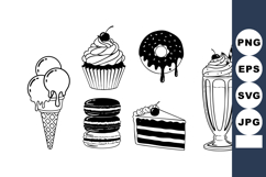 Black and White Dessert Vector Illustration Product Image 1