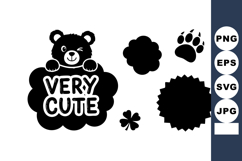 Cute Bear Holding Very Cute Sign Vector Product Image 1