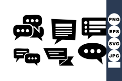 Black Speech Bubble Icons Vector Set Product Image 1