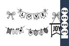 Love Joy Banner Garland Decorative Flags Bows Vector Product Image 1