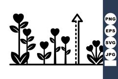 Heart Flowers Growing Upward Arrow Growth Progress Product Image 1