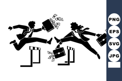 Businessmen Jumping Over Hurdles Briefcases Money Product Image 1