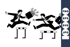 Businessmen Jumping Hurdles Briefcases Vector Illustration Product Image 1