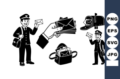 Mailman Delivering Letters Envelope Mailbox Vector Illustrat Product Image 1