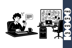 Stressed Man Working Busy Office With Computer Product Image 1