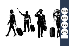 Silhouettes Airline Crew Airport Staff Luggage Product Image 1