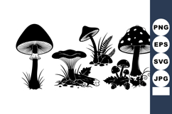 Wild Mushroom Silhouette Vector Illustration Nature Product Image 1
