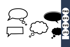 Black and White Speech Thought Bubbles Vector Product Image 1