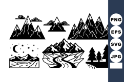 Mountain Landscape Vector Set with Night Sky Product Image 1