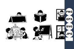 Children Learning Playing Drawing Reading Cleaning Vector Product Image 1