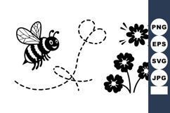 Cheerful Bee Flying With Heart Trail Vector Product Image 1