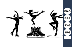 Figure Skaters Silhouette And Ice Skates Vector Illustration Product Image 1