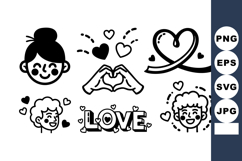 Love And Affection Hand Face Doodles With Hearts Product Image 1
